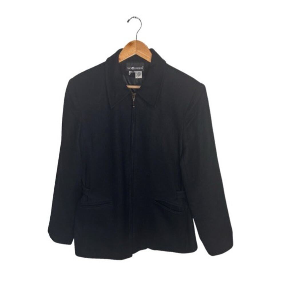 Sag Harbor Wool Coat Size 16 Black Vintage Corporate Business Preppy Winter